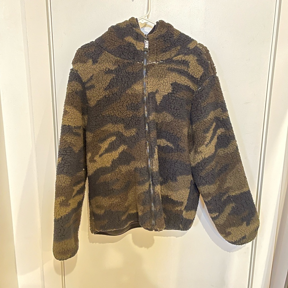 PINK reversible Sherpa and Polar Fleece oversized jacket